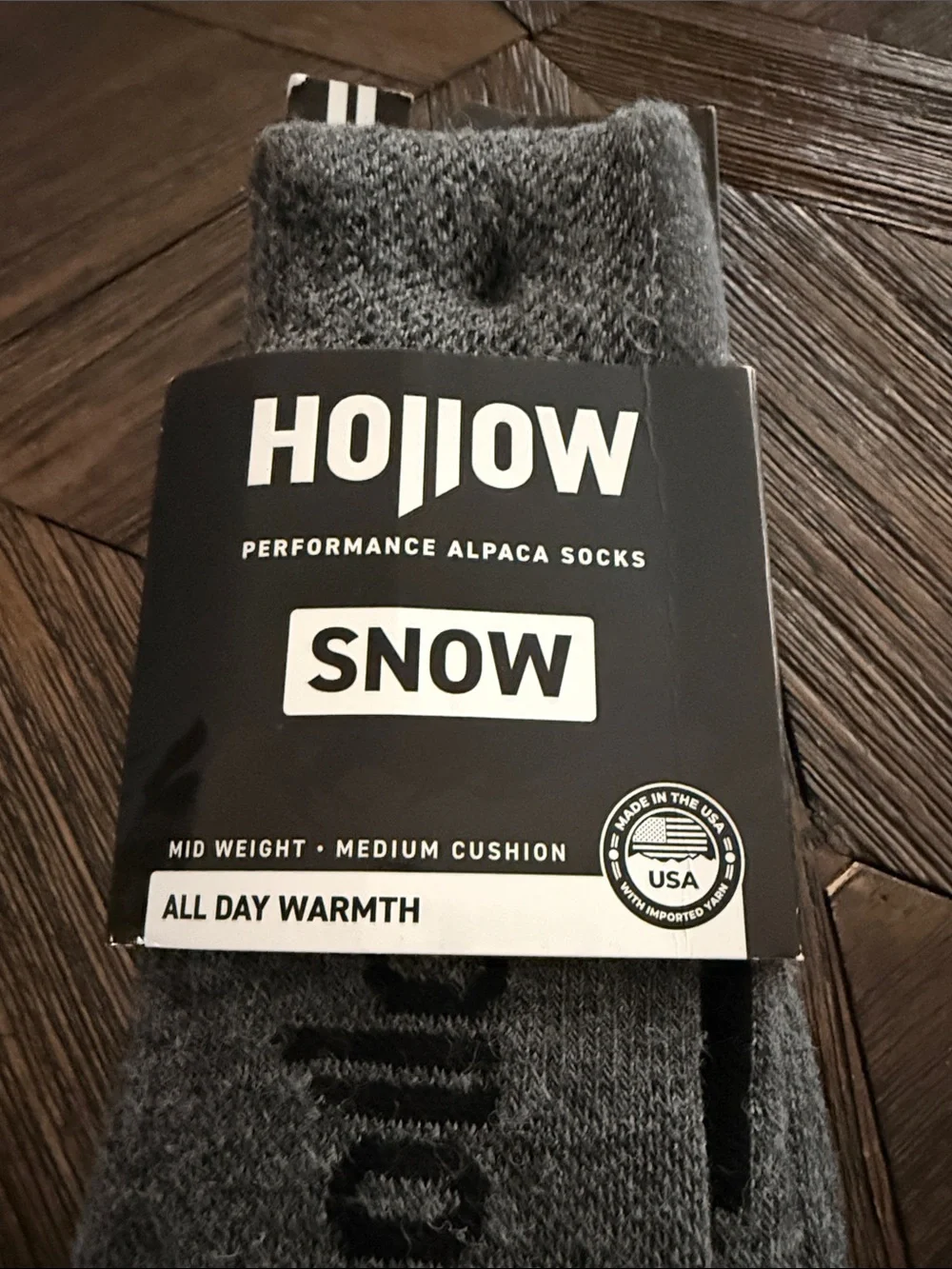 Hollow Performance Alpaca Snow Socks Gray Midweight Medium Cushion
